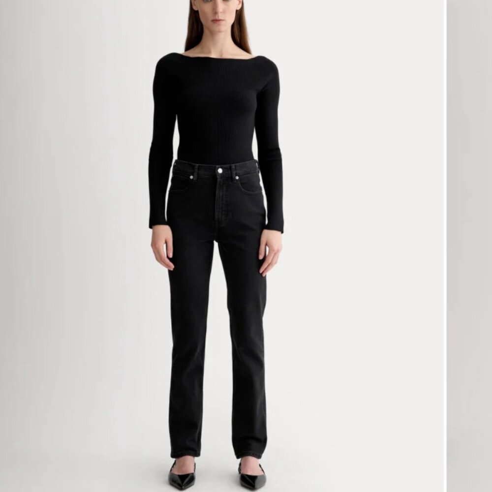 Everlane The Original Cheeky Jean Coal 28 Regular Straight Leg Organic Cotton